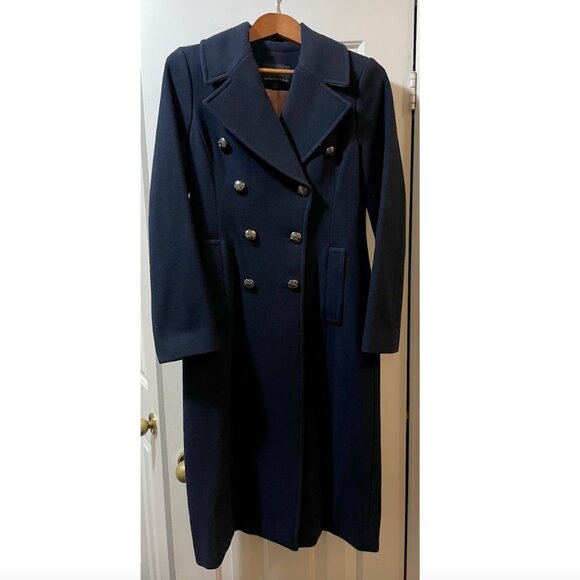 Banana Republic Italian Melton Long Coat Navy - Picture 1 of 5